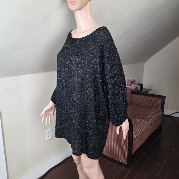 NWT Naeem Khan Timeless Black Beaded Tunic Top  XL Side Zippers Evening Party - Picture 5 of 15